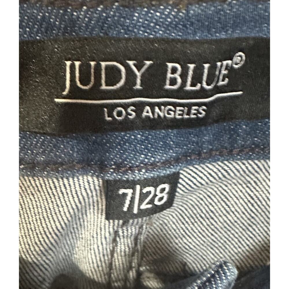 Judy Blue 7/28 Boyfriend For Button Fly Jeans Distressed Dark Wash - Picture 5 of 6